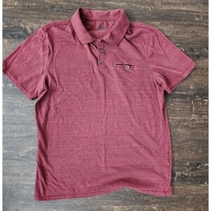 Rock‎ & Republic Mens L Burgundy Red Heather Polo Shirt Short Sleeve Collared